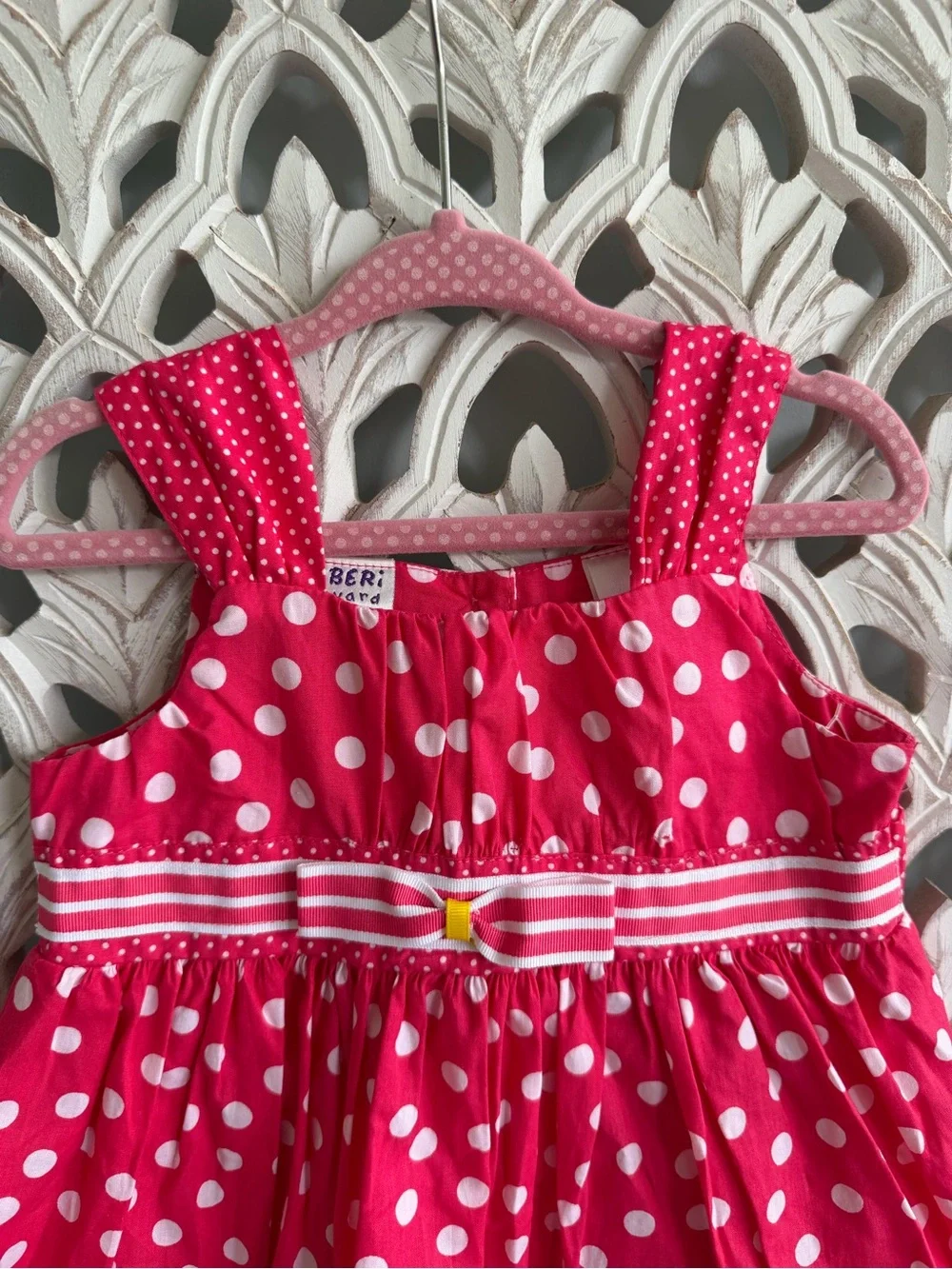 Blueberi Boulevard Hot Pink Polka Dot Daisy Dress, 24M